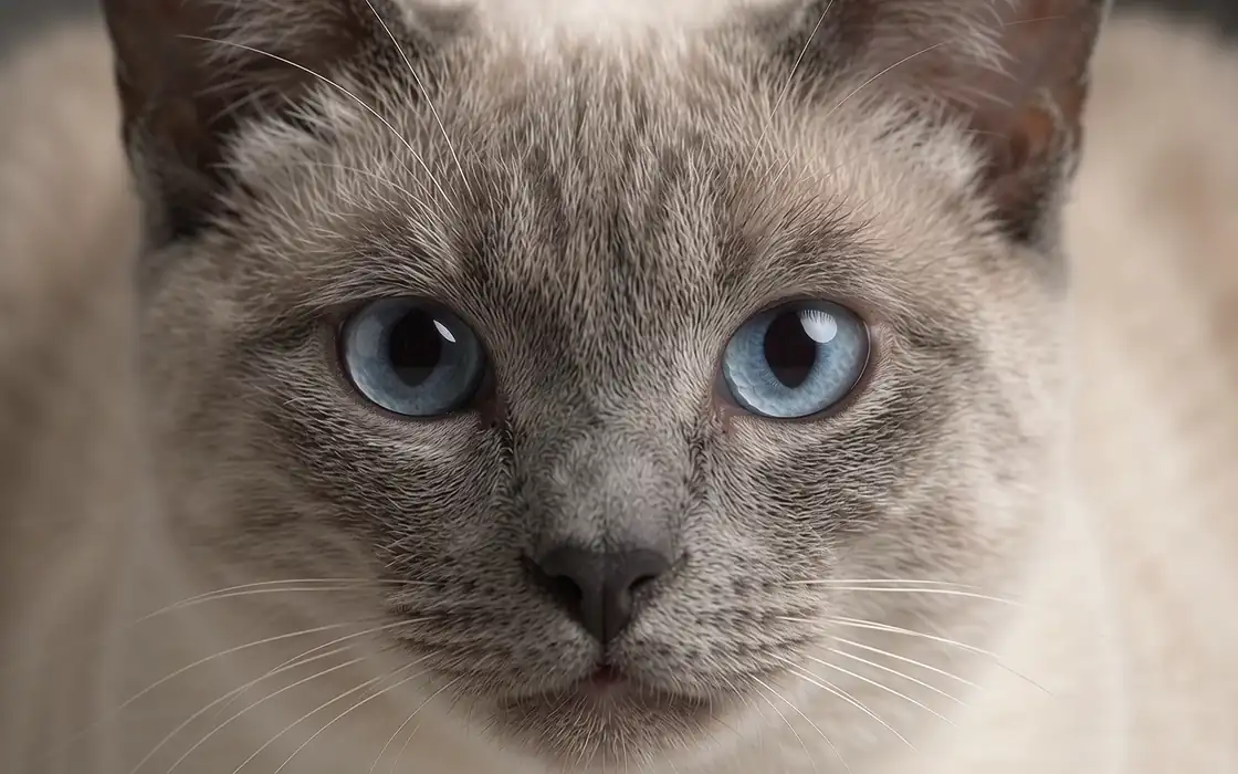 Primer plano de un gato siamés cuyas pupilas se contraen lentamente
